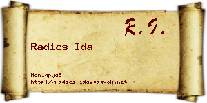 Radics Ida névjegykártya